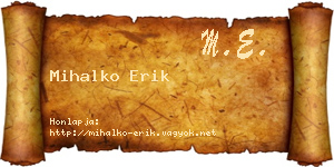 Mihalko Erik névjegykártya